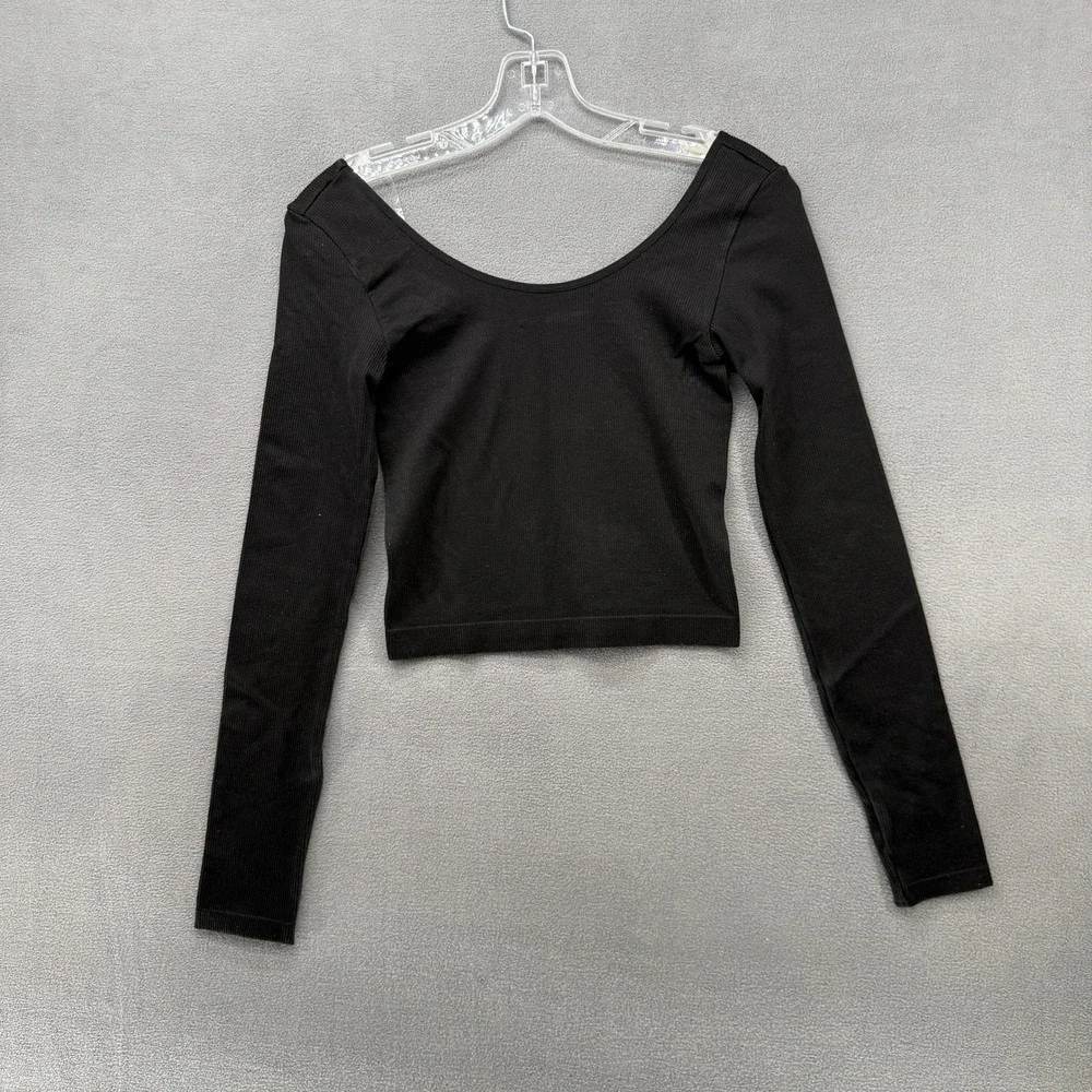 Wild Fable Crop Top Long Sleeve Ribbed & Colsie Seamless Bra Set Black Small NWT